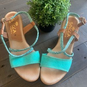 Sbicca turquoise platform wedge. Size 7M